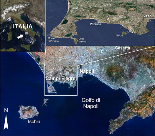 A differenza del più noto Vesuvio, i Campi Flegrei non sono caratterizzati da un unico edificio vulcanico principale, ma sono piuttosto un campo vulcanico attivo da più di 80.000 anni.